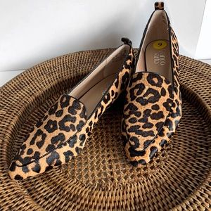 Franco Sarto Leopard Print Calf Hair Loafers